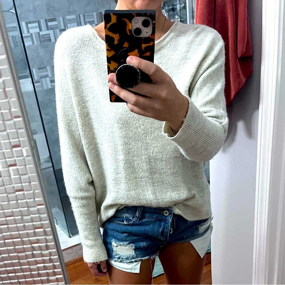 Basic light cream tan neutral cover up sweater